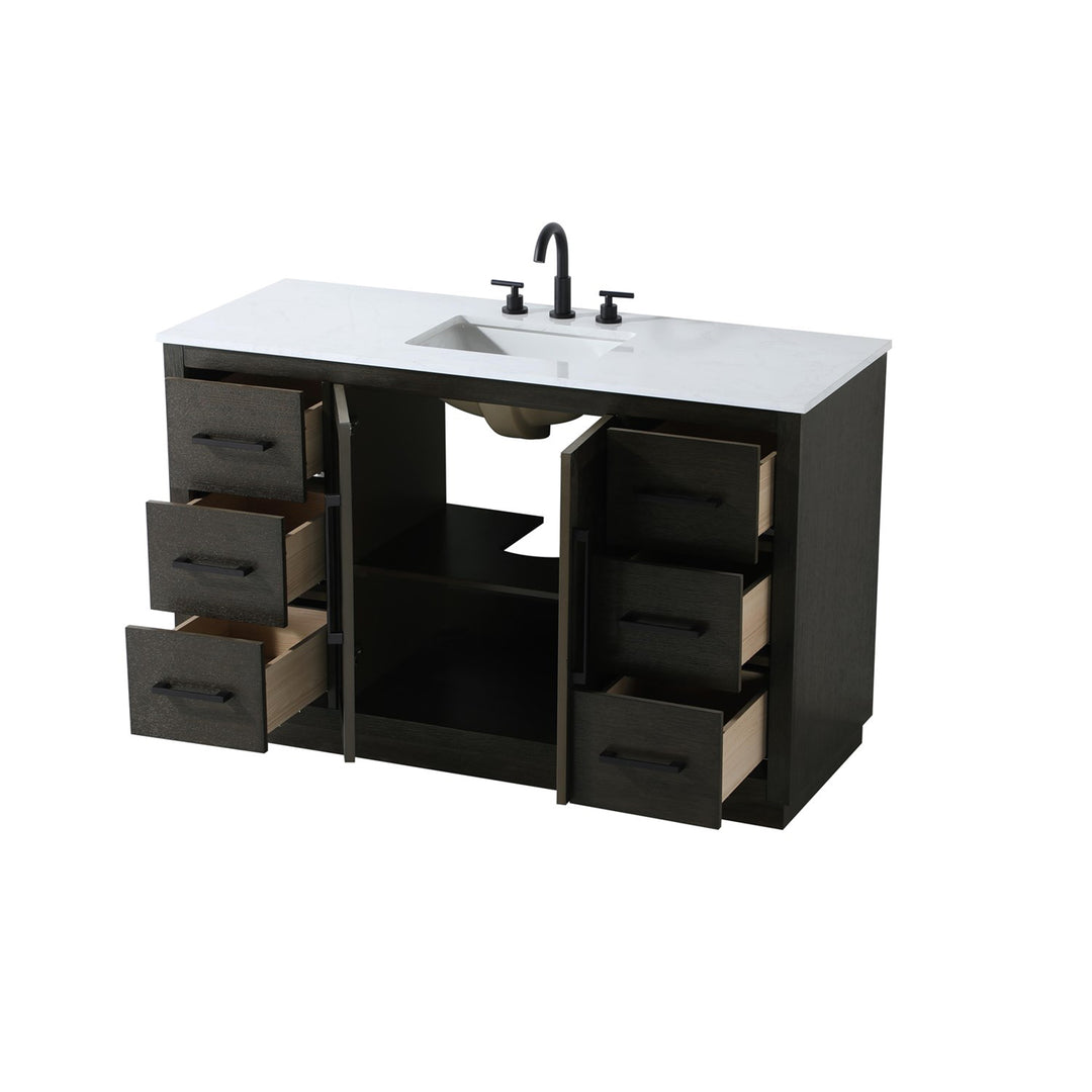 54 Inch Single Bathroom Vanity In Chocolate Oak - View 4 - Joshua Marshal
