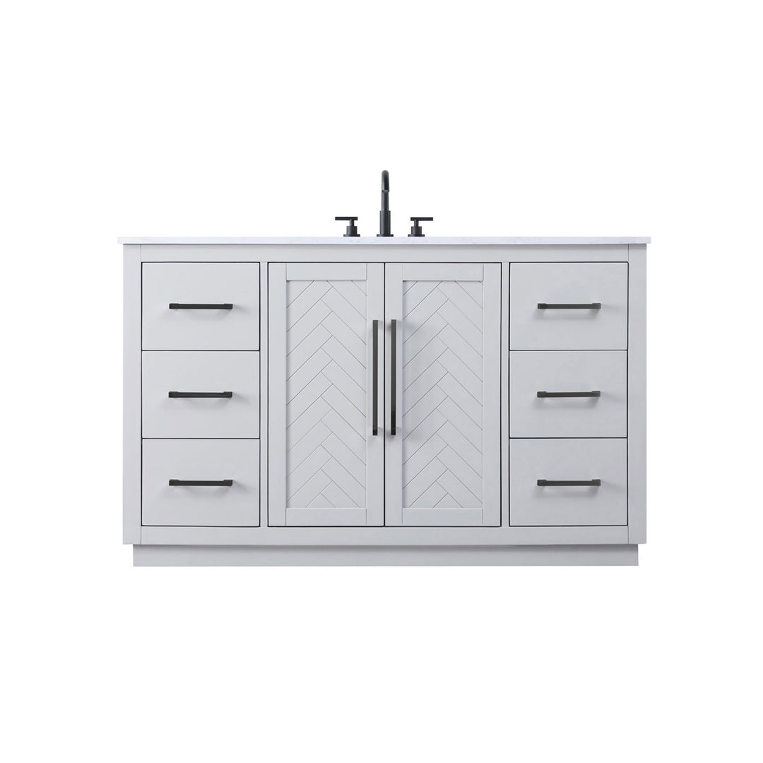 54 Inch Single Bathroom Vanity In Grey - View 3 - Joshua Marshal
