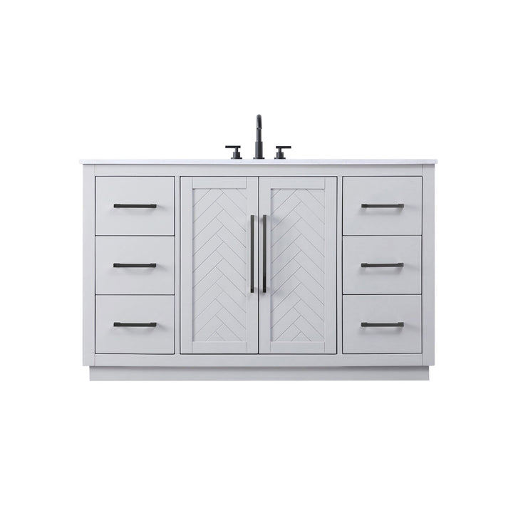 54 Inch Single Bathroom Vanity In Grey - View 3 - Joshua Marshal