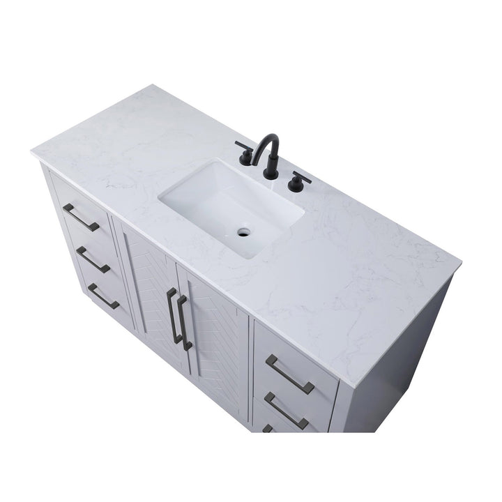 54 Inch Single Bathroom Vanity In Grey - View 6 - Joshua Marshal