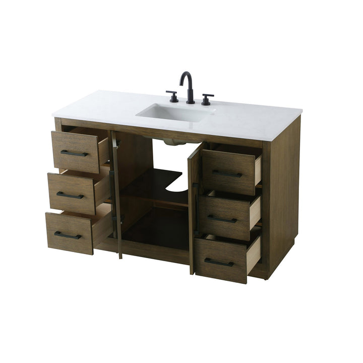 54 Inch Single Bathroom Vanity In Hazel Oak - View 5 - Joshua Marshal