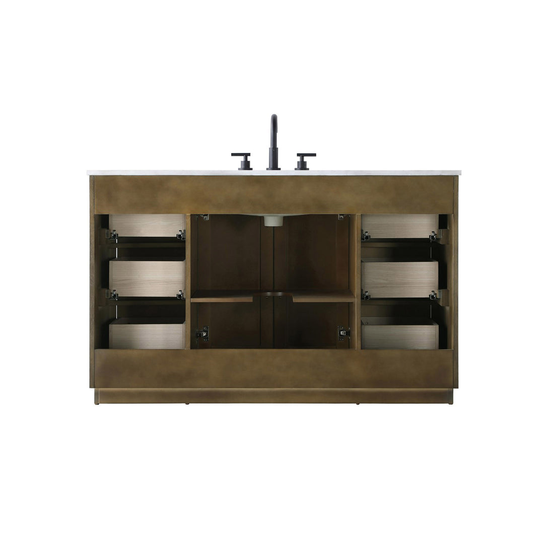 54 Inch Single Bathroom Vanity In Hazel Oak - View 6 - Joshua Marshal