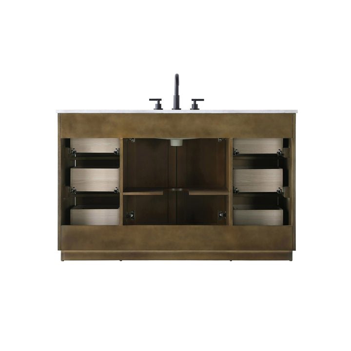 54 Inch Single Bathroom Vanity In Hazel Oak - View 6 - Joshua Marshal