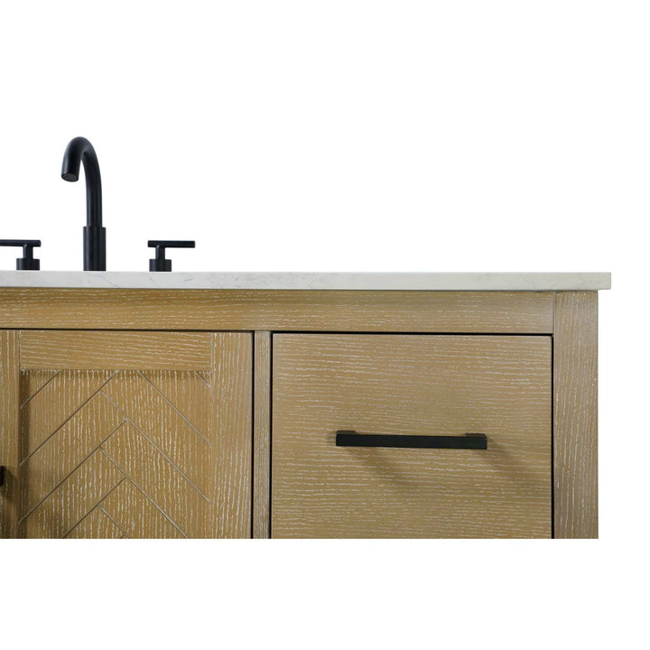 54 Inch Single Bathroom Vanity In Linen Oak - View 5 - Joshua Marshal