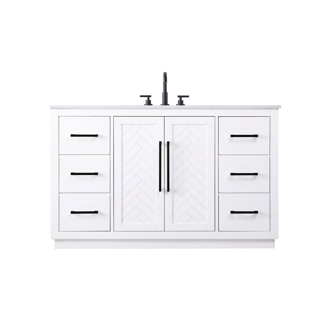 54 Inch Single Bathroom Vanity In White - View 3 - Joshua Marshal