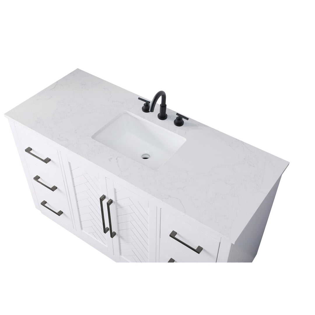 54 Inch Single Bathroom Vanity In White - View 6 - Joshua Marshal