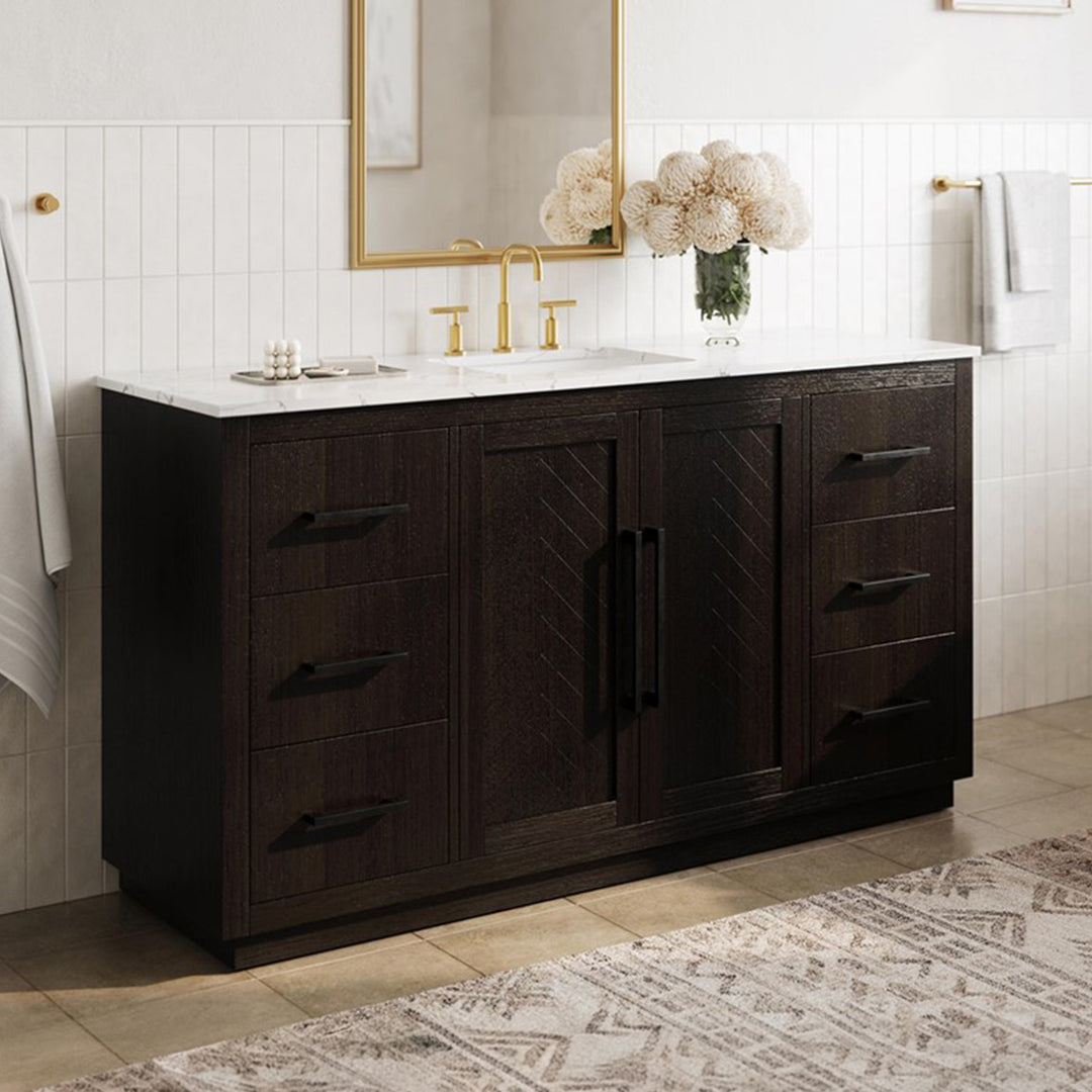 60 Inch Single Bathroom Vanity In Chocolate Oak Chocolate Oak Finish - KITCHEN & BATH by Joshua Marshal