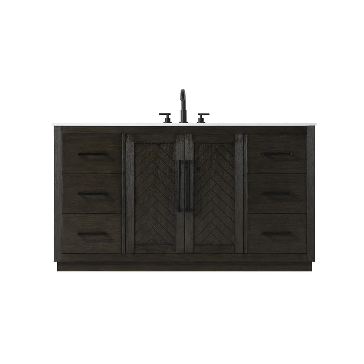 60 Inch Single Bathroom Vanity In Chocolate Oak - View 3 - Joshua Marshal