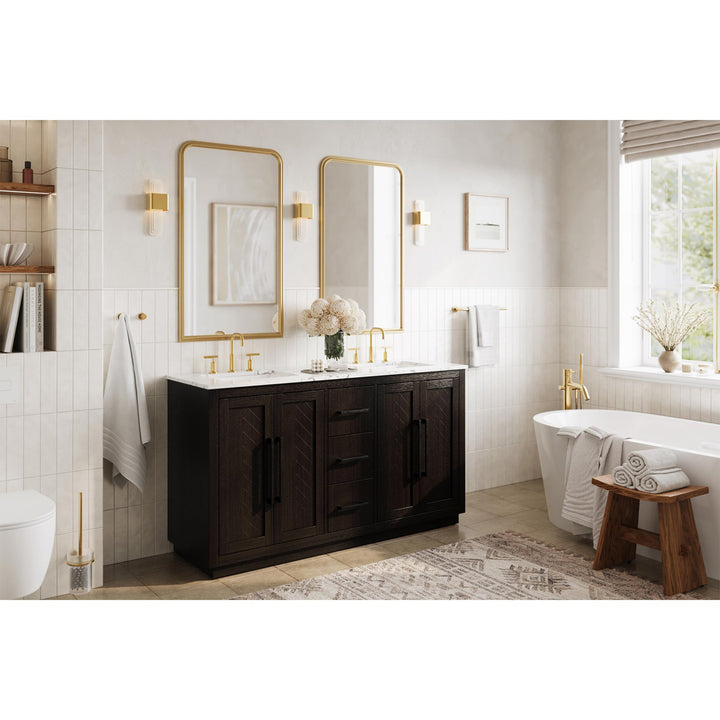 60 Inch Double Bathroom Vanity In Chocolate Oak - View 2 - Joshua Marshal