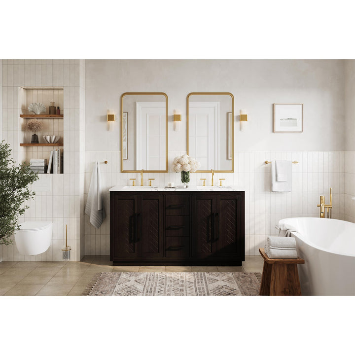 60 Inch Double Bathroom Vanity In Chocolate Oak - View 3 - Joshua Marshal