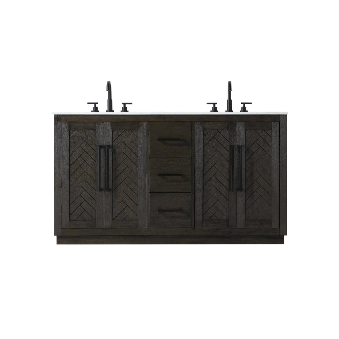 60 Inch Double Bathroom Vanity In Chocolate Oak - View 4 - Joshua Marshal
