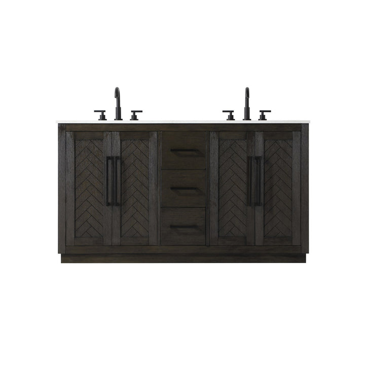 60 Inch Double Bathroom Vanity In Chocolate Oak - View 4 - Joshua Marshal