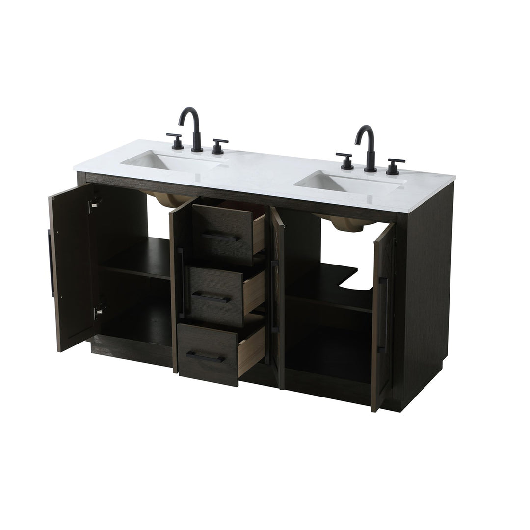 60 Inch Double Bathroom Vanity In Chocolate Oak - View 5 - Joshua Marshal