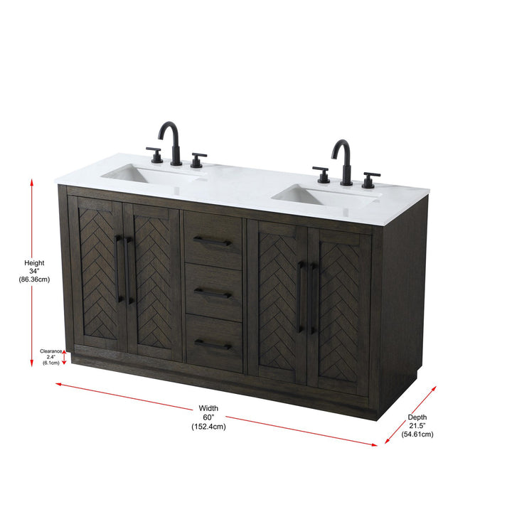 60 Inch Double Bathroom Vanity In Chocolate Oak - View 6 - Joshua Marshal