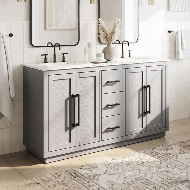 60 Inch Double Bathroom Vanity In Grey Grey Finish - KITCHEN & BATH by Joshua Marshal