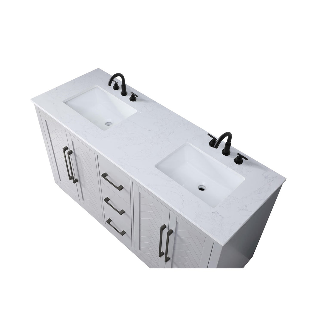 60 Inch Double Bathroom Vanity In Grey - View 5 - Joshua Marshal