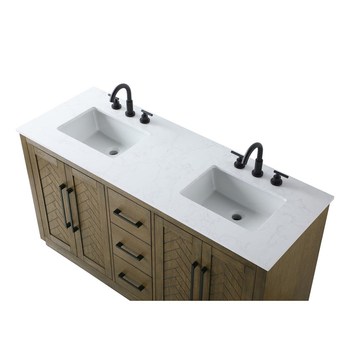 60 Inch Double Bathroom Vanity In Hazel Oak - View 5 - Joshua Marshal