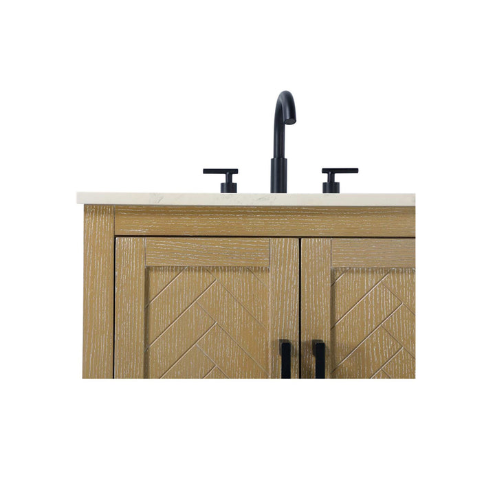60 Inch Double Bathroom Vanity In Linen Oak - View 4 - Joshua Marshal