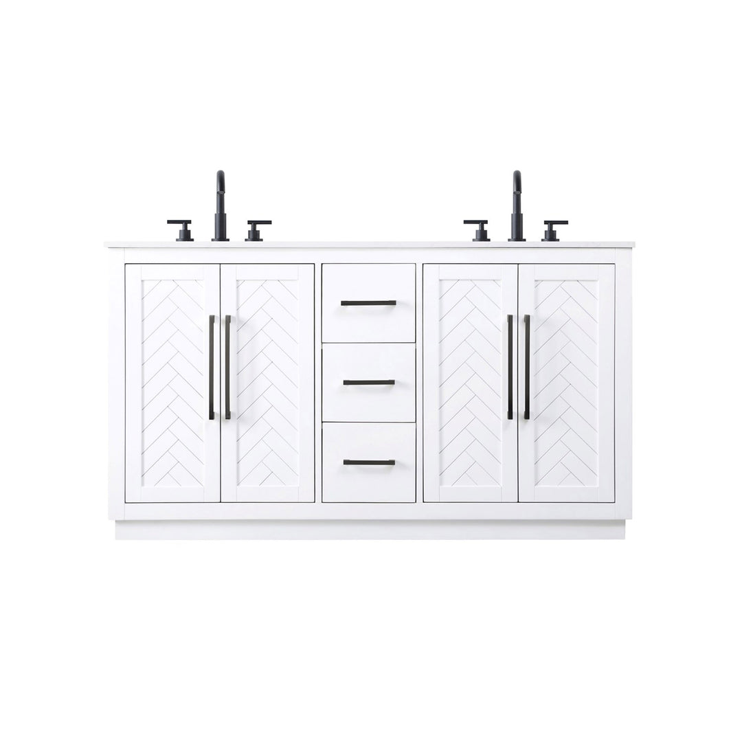 60 Inch Double Bathroom Vanity In White - View 3 - Joshua Marshal