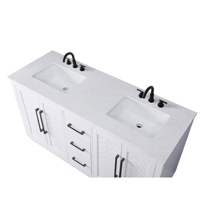 60 Inch Double Bathroom Vanity In White - View 6 - Joshua Marshal