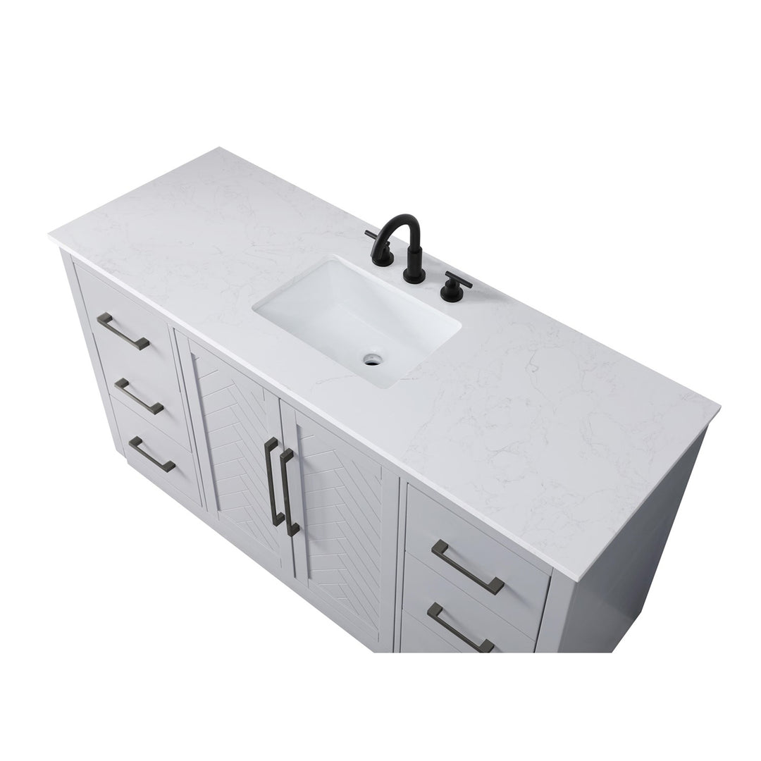 60 Inch Single Bathroom Vanity In Grey - View 4 - Joshua Marshal
