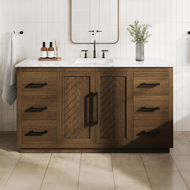 60 Inch Single Bathroom Vanity In Hazel Oak Hazel Oak Finish - KITCHEN & BATH by Joshua Marshal