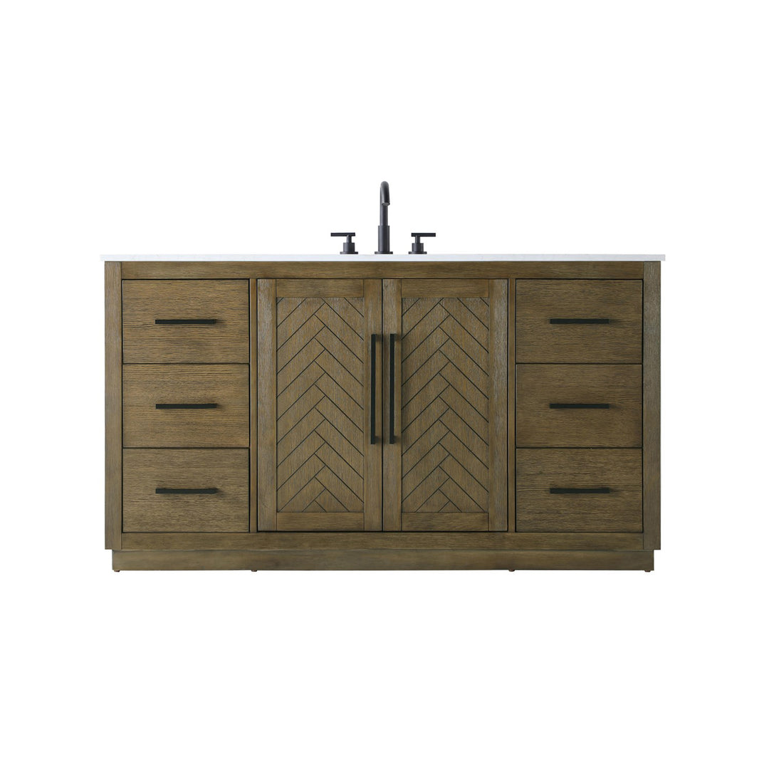 60 Inch Single Bathroom Vanity In Hazel Oak