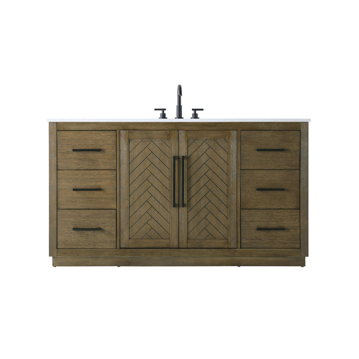 60 Inch Single Bathroom Vanity In Hazel Oak
