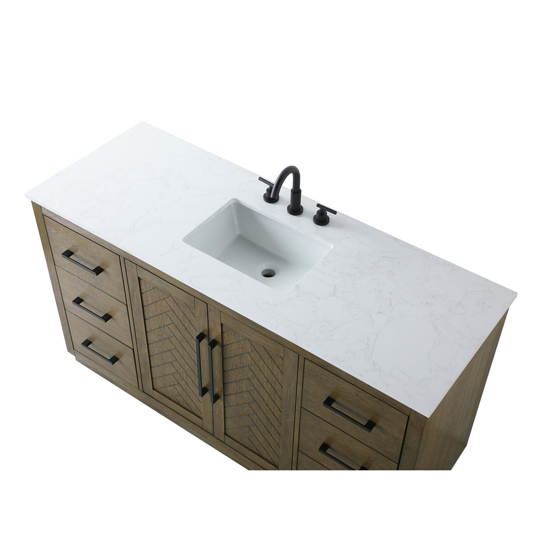 60 Inch Single Bathroom Vanity In Hazel Oak - View 5 - Joshua Marshal