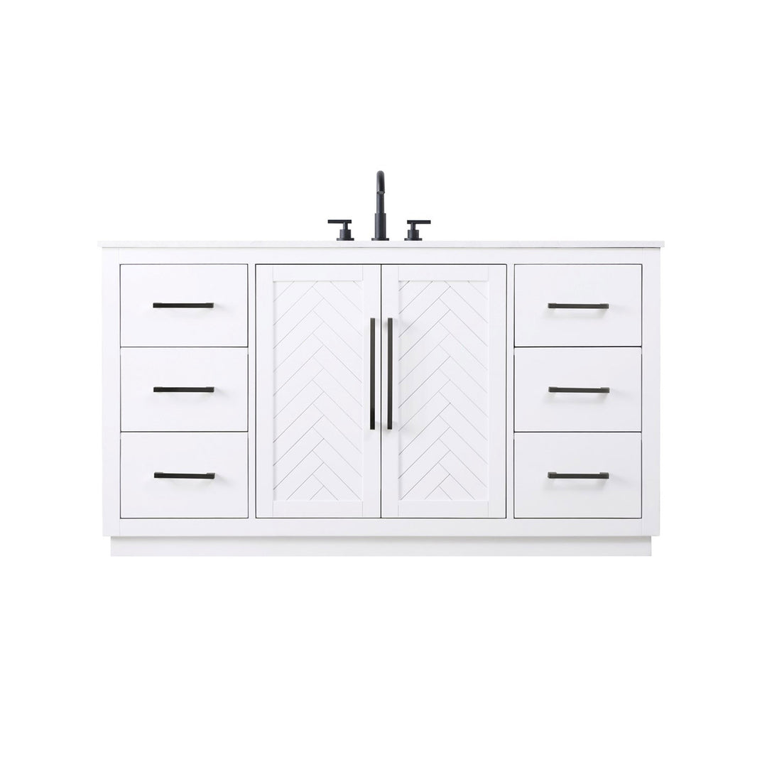 60 Inch Single Bathroom Vanity In White - View 3 - Joshua Marshal