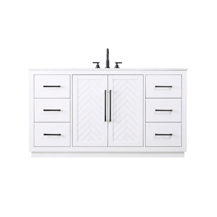 60 Inch Single Bathroom Vanity In White - View 3 - Joshua Marshal