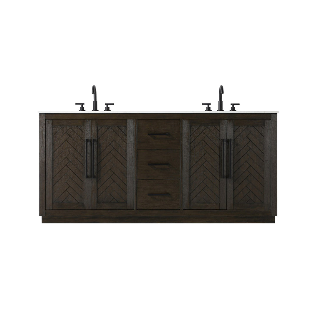 72 Inch Double Bathroom Vanity In Chocolate Oak - View 3 - Joshua Marshal