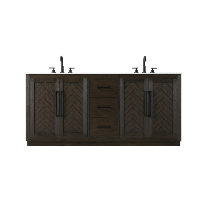 72 Inch Double Bathroom Vanity In Chocolate Oak - View 3 - Joshua Marshal