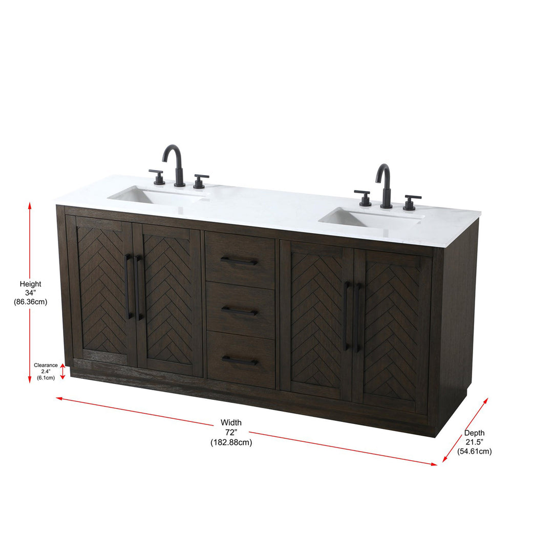 72 Inch Double Bathroom Vanity In Chocolate Oak - View 4 - Joshua Marshal