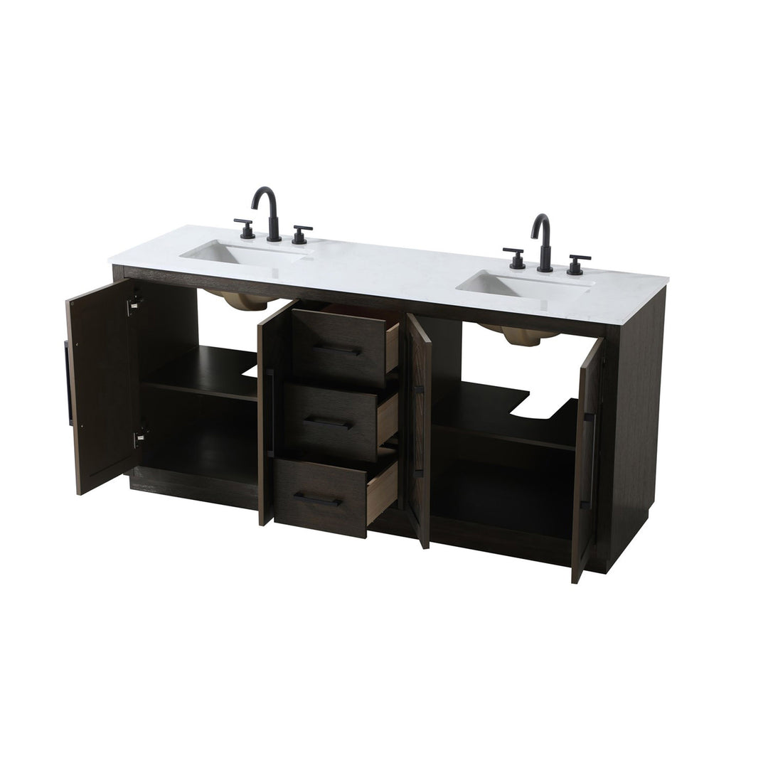 72 Inch Double Bathroom Vanity In Chocolate Oak - View 5 - Joshua Marshal