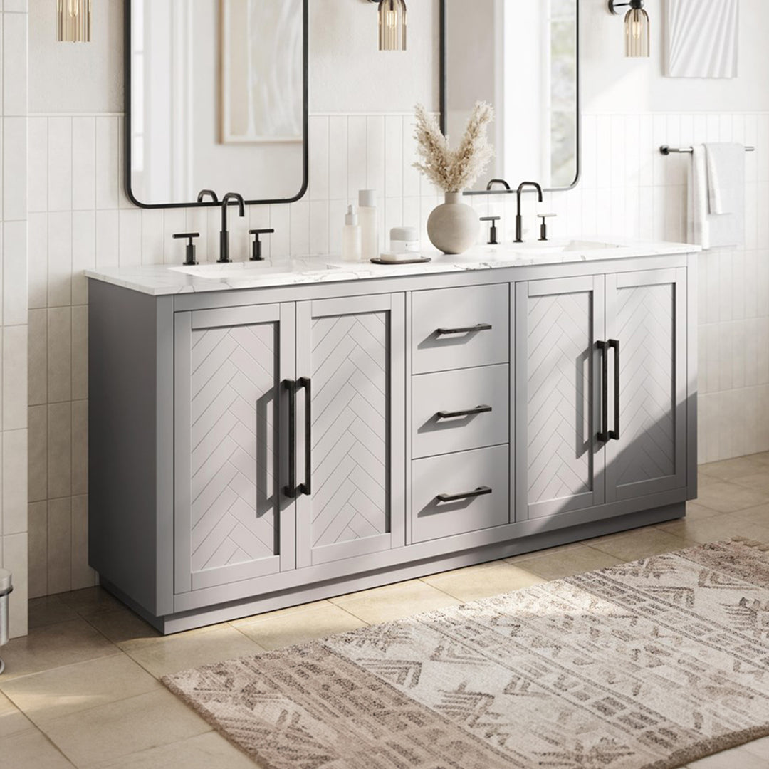 72 Inch Double Bathroom Vanity In Grey Grey Finish - KITCHEN & BATH by Joshua Marshal