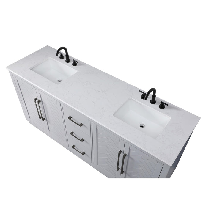72 Inch Double Bathroom Vanity In Grey - View 5 - Joshua Marshal