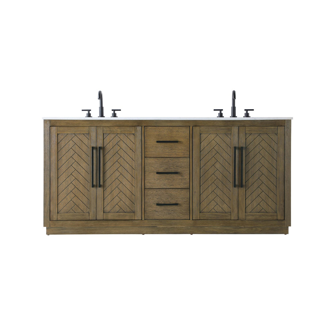 72 Inch Double Bathroom Vanity In Hazel Oak - View 3 - Joshua Marshal
