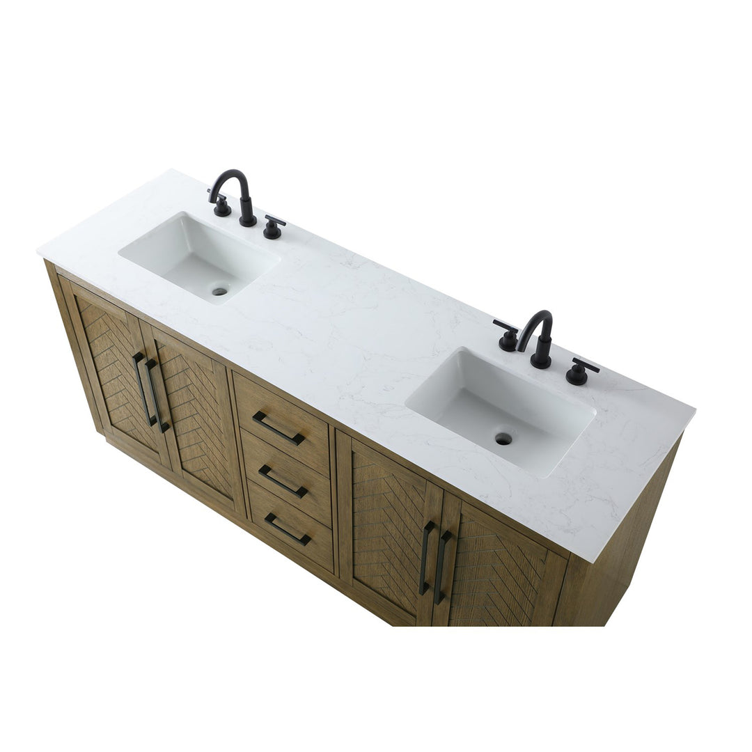 72 Inch Double Bathroom Vanity In Hazel Oak - View 5 - Joshua Marshal