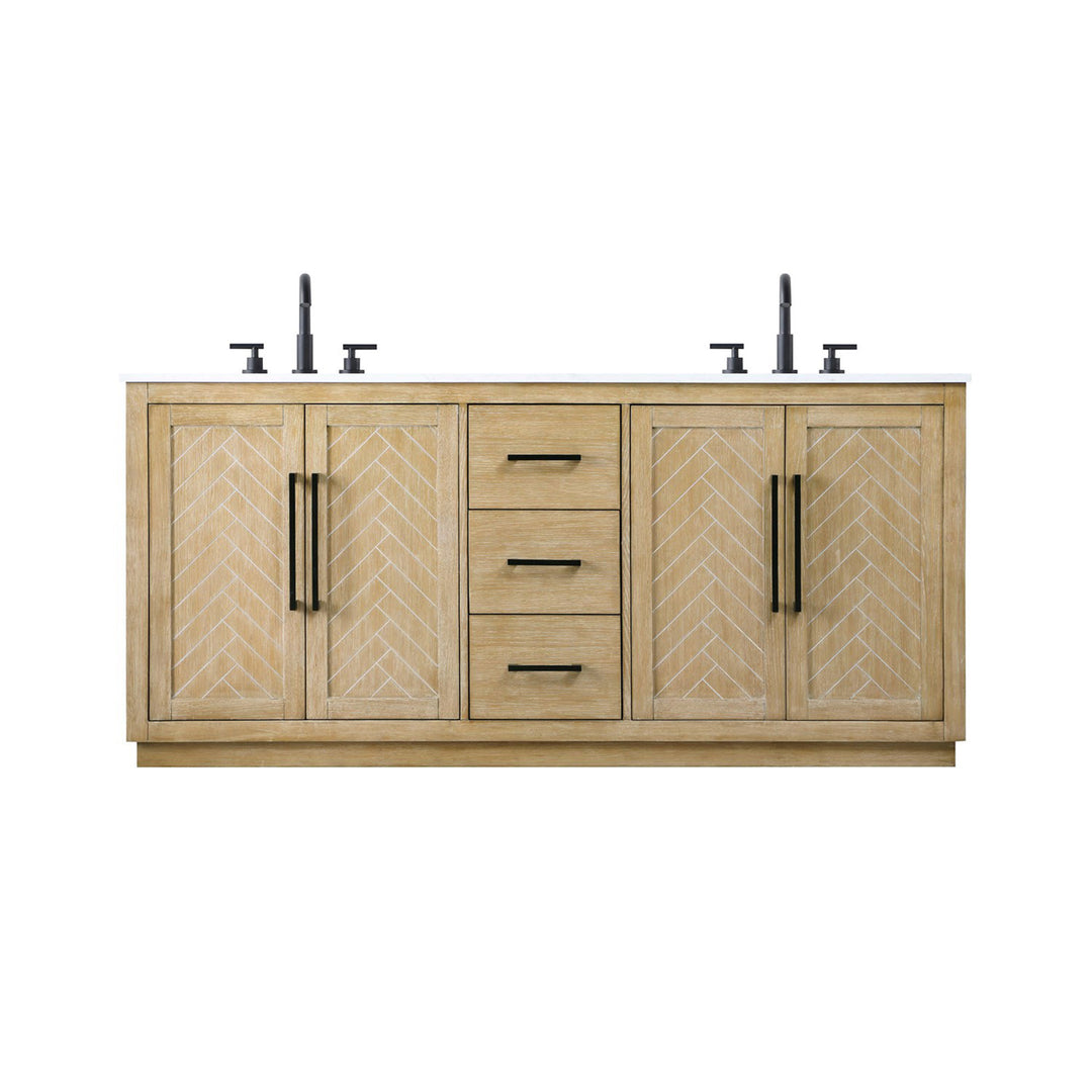 72 Inch Double Bathroom Vanity In Linen Oak - View 3 - Joshua Marshal
