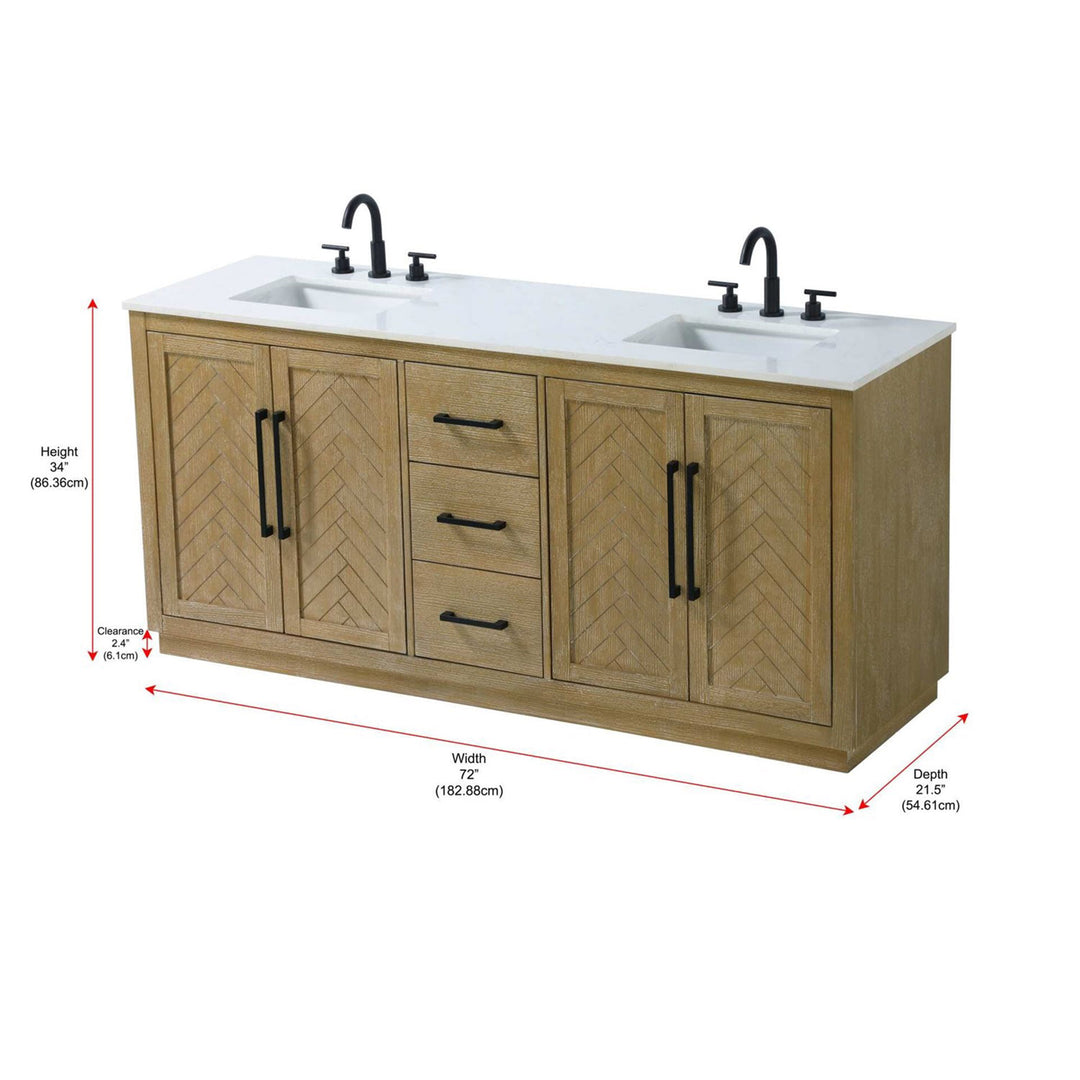 72 Inch Double Bathroom Vanity In Linen Oak - View 4 - Joshua Marshal