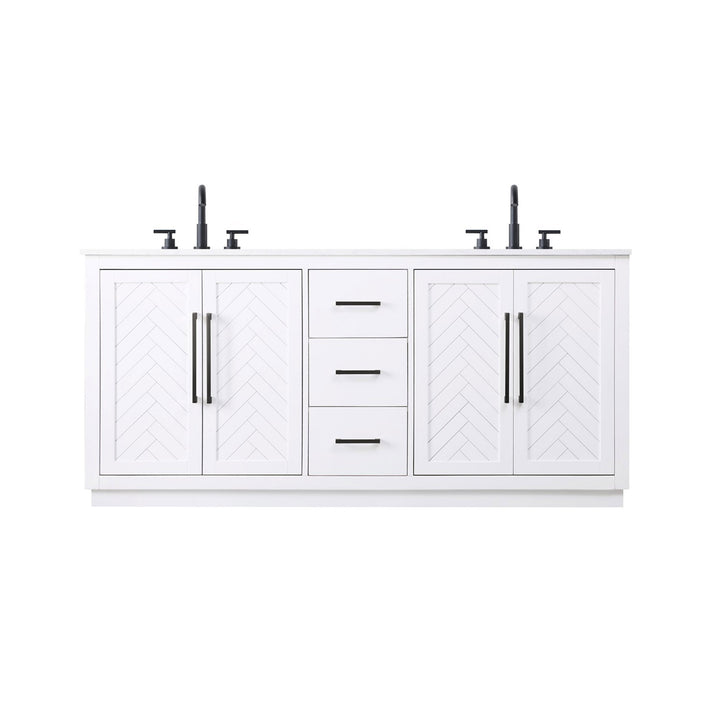 72 Inch Double Bathroom Vanity In White - View 3 - Joshua Marshal