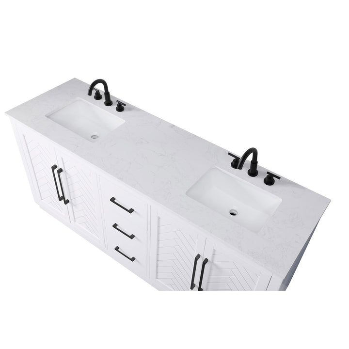 72 Inch Double Bathroom Vanity In White - View 6 - Joshua Marshal