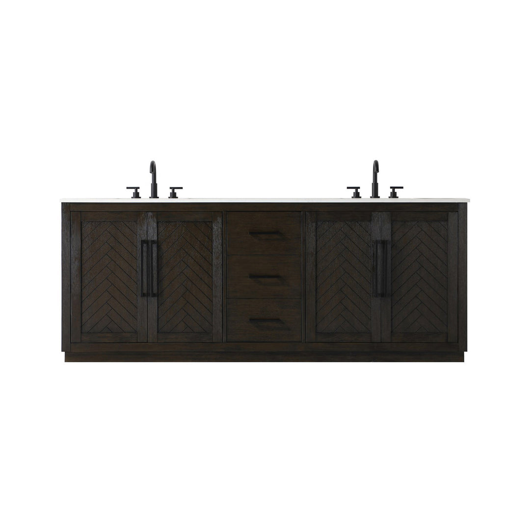 84 Inch Double Bathroom Vanity In Chocolate Oak - View 3 - Joshua Marshal