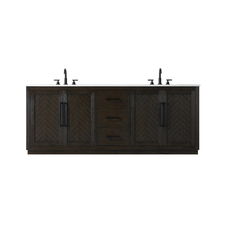84 Inch Double Bathroom Vanity In Chocolate Oak - View 3 - Joshua Marshal