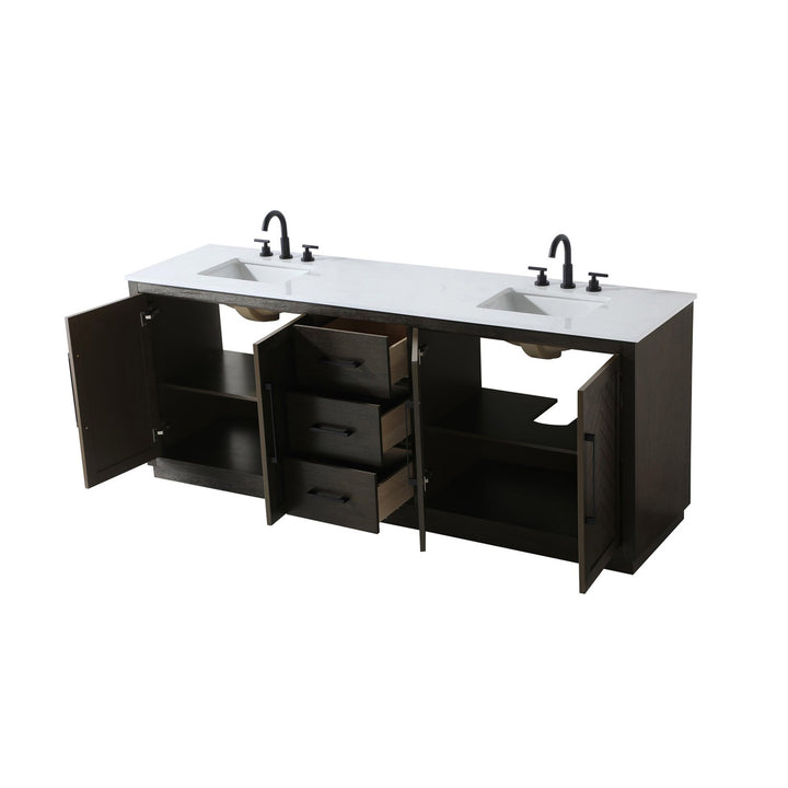 84 Inch Double Bathroom Vanity In Chocolate Oak - View 4 - Joshua Marshal