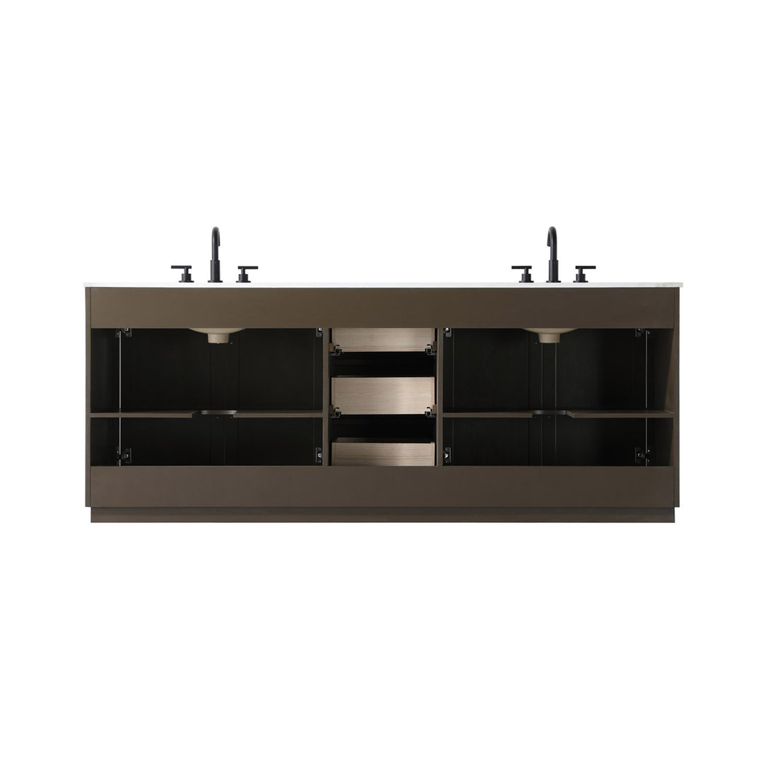 84 Inch Double Bathroom Vanity In Chocolate Oak - View 5 - Joshua Marshal