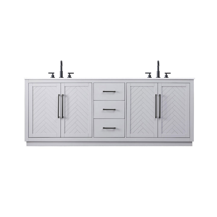 84 Inch Double Bathroom Vanity In Grey - View 3 - Joshua Marshal