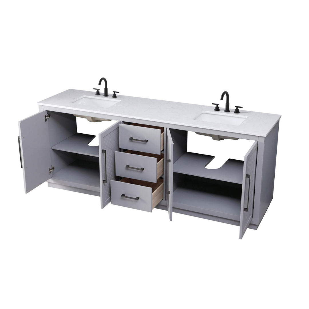 84 Inch Double Bathroom Vanity In Grey - View 5 - Joshua Marshal