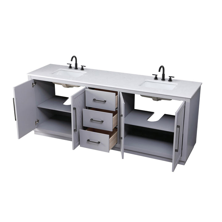 84 Inch Double Bathroom Vanity In Grey - View 5 - Joshua Marshal